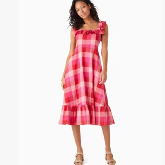 kate spade Picnic Woven Ruffle Midi Dress S NWT - Picture 1 of 3
